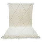 Classic Beni Ourain Amazigh Rug – Handwoven Ivory Moroccan Wool with Diamond Motifs