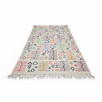 Rainbow Mosaic Azilal Moroccan Rug – Handmade Multi-Color Tribal Symbol Wool Flat-Weave