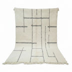 Beni Ourain Moroccan Rug – Ivory Wool with Abstract Black Lines