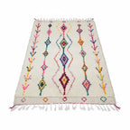 Colorful Handmade Moroccan Azilal Wool Rug - Eclectic Tribal Diamond Shag