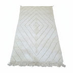 Tonal Ivory Beni Ourain Rug – Handmade Nested Diamond Moroccan Shag