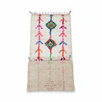 Rainbow Tribal Azilal Moroccan Runner – Handmade Multi-Color Diamond Wool Shag