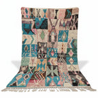 Colorful Handmade Moroccan Patchwork Rug - Eclectic Tribal Zanafi Wool Shag