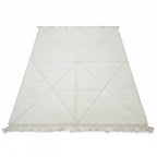 Minimalist White Beni Ourain Wool Rug – Authentic Ivory Ghost Diamond Shag