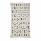 Geometric Tribal Moroccan Kilim Runner – Handmade Black & Ivory Flat-Weave Wool Rug