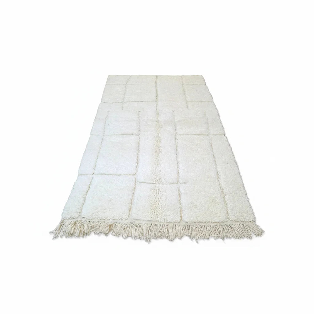 Architectural Beni Ourain Amazigh Rug – Handwoven Ivory Moroccan Wool