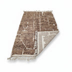 Modern Chocolate Brown & Ivory Moroccan Mrirt Rug - Handmade Abstract Block Shag