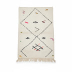 Abstract Indigo Blue Azilal Rug – Handmade Minimalist Tribal Wool Shag