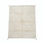 Tonal Ivory Beni Ourain Rug – Handmade Two Line Diamond Wool Shag