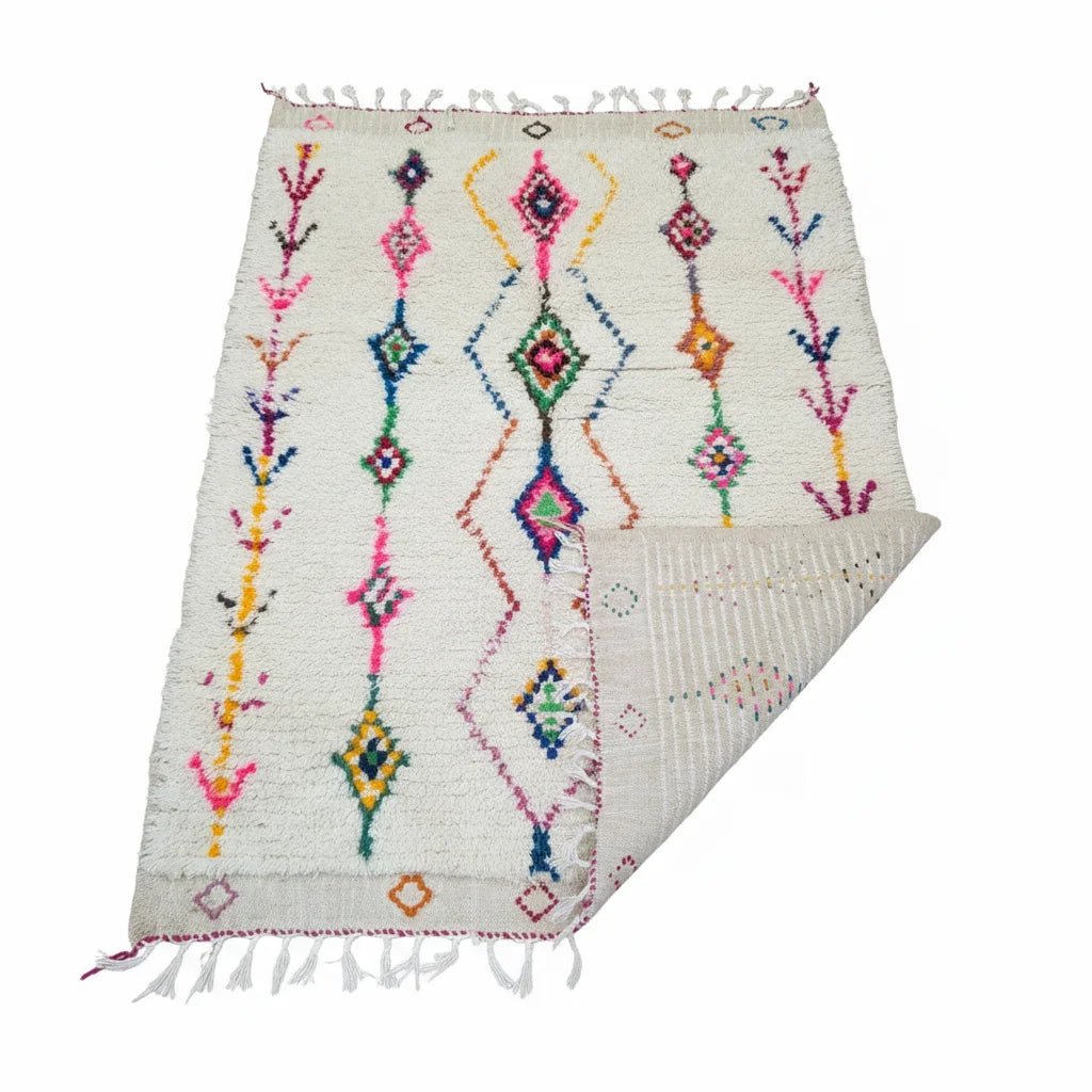 Rainbow Tribal Azilal Moroccan Rug – Handmade Multi-Color Diamond Wool Shag