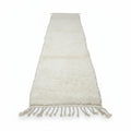 Pure Ivory Beni Ourain Runner – Handmade Solid Cream Moroccan Wool Shag