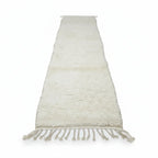 Pure Ivory Beni Ourain Runner – Handmade Solid Cream Moroccan Wool Shag