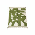 Modern Olive Green & Ivory Moroccan Wool Rug - Handmade Abstract Geometric Shag