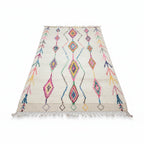 Authentic Moroccan Azilal Wool Rug - Rainbow Tribal Diamond Lattice Shag