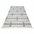 Tectonic Charcoal & Ivory Moroccan Kilim – Handmade Flat-Weave Geometric Wool Rug