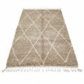 Sand-Toned Moroccan Beni Ourain Rug – Handmade Ivory Diamond Shag