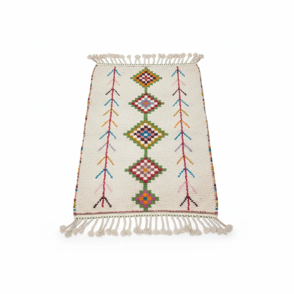 Rainbow Diamond Azilal Moroccan Rug – Handmade Multi-Color Tribal Wool Shag