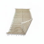 Sand & Ivory Geometric Moroccan Kilim – Handmade Flat-Weave Diamond Lattice Wool Rug