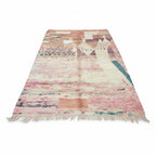 Abstract Pastel Moroccan Azilal Wool Rug – Handmade Watercolor Tribal Shag