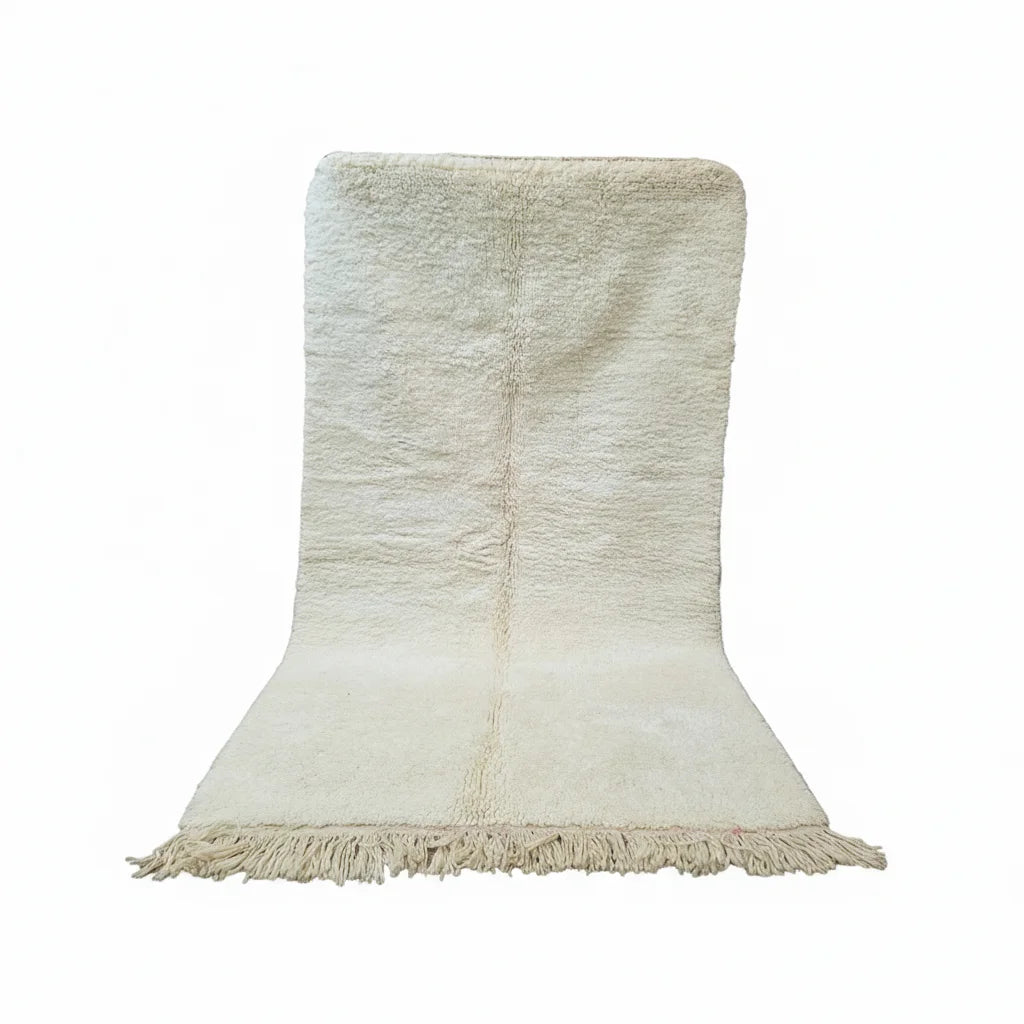 Minimalist Beni Ourain Moroccan Rug – Ivory Handwoven Wool