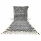 Tonal Ivory Beni Ourain Runner – Handmade Minimalist Diamond Lattice Wool Shag