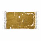 Abstract Mustard Gold Moroccan Azilal Rug – Handmade Distressed Wool Shag