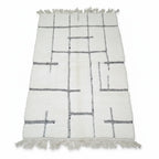 Beni Ourain Moroccan Rug – Ivory Wool with Abstract Black Lines