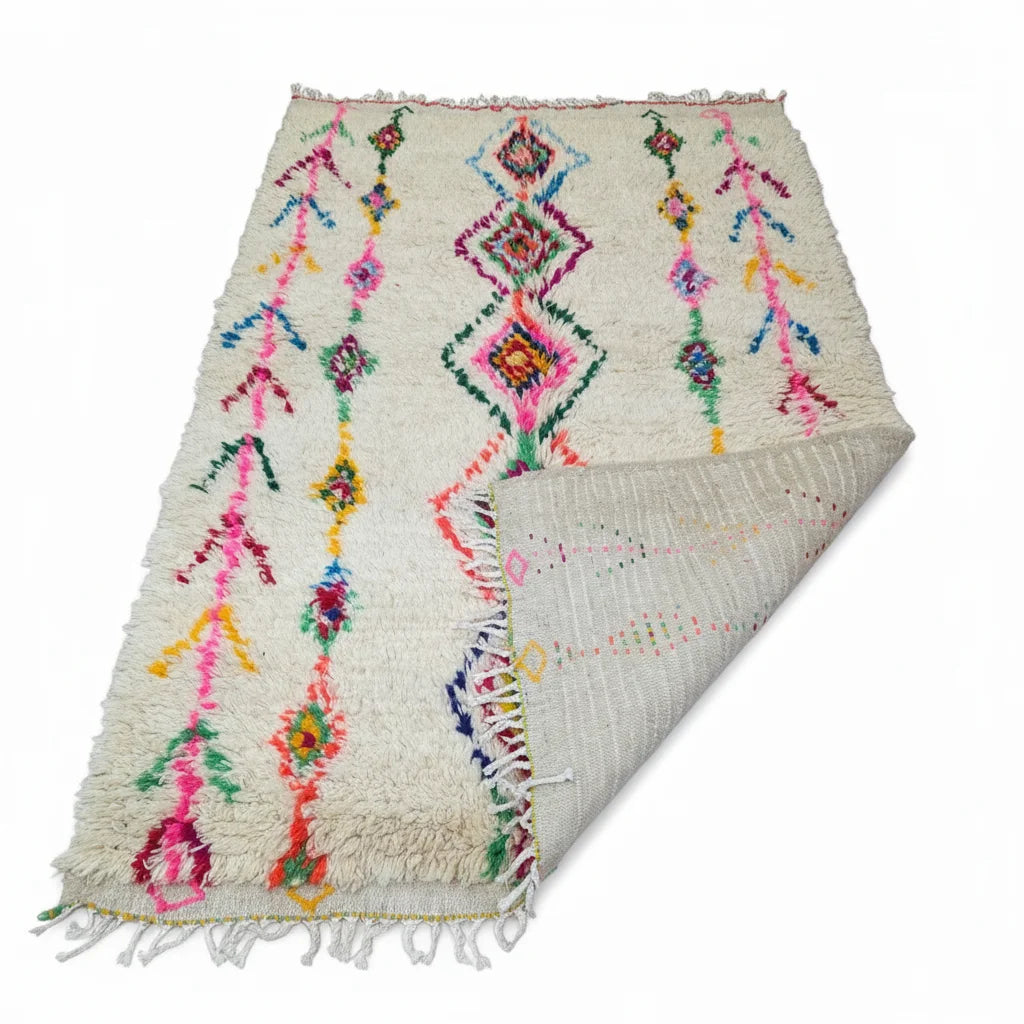 Rainbow Tribal Azilal Moroccan Rug – Handmade Multi-Color Diamond Wool Shag