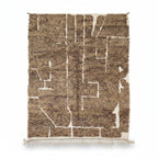 Modern Chocolate Brown & Ivory Moroccan Mrirt Rug - Handmade Abstract Block Shag