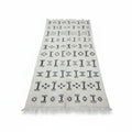 Geometric Tribal Moroccan Kilim Runner – Handmade Black & Ivory Flat-Weave Wool Rug