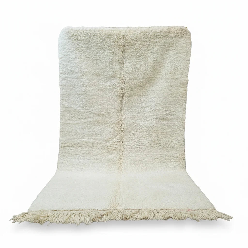 Minimalist Beni Ourain Moroccan Rug – Ivory Handwoven Wool