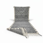 Tonal Ivory Beni Ourain Runner – Handmade Minimalist Diamond Lattice Wool Shag