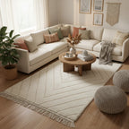 Diamond Path Beni Ourain Rug – Handwoven Ivory Moroccan Wool