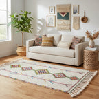 Rainbow Diamond Azilal Moroccan Rug – Handmade Multi-Color Tribal Wool Shag