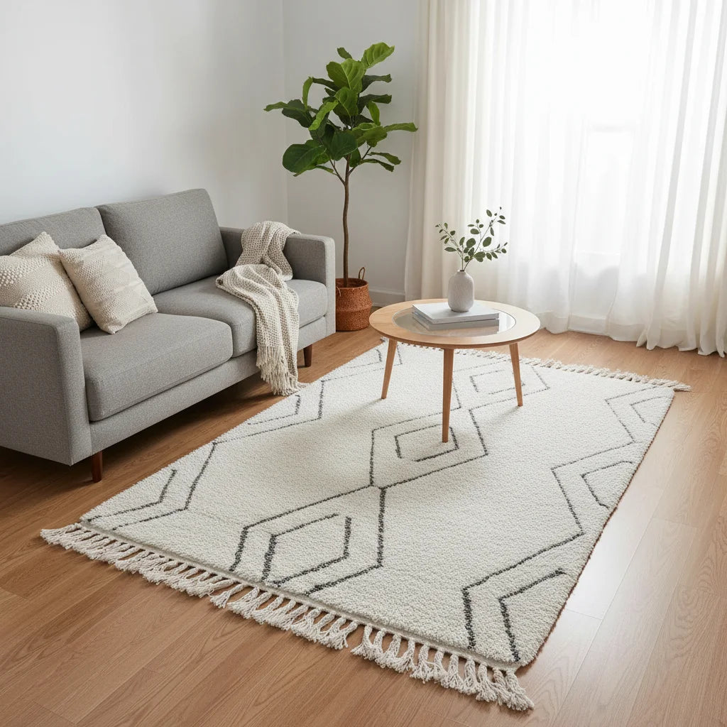 Rainbow Diamond Moroccan Azilal Wool Rug - Handmade Multi-Color Tribal Shag