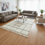 Beni Ourain Moroccan Rug – Ivory Wool with Abstract Black Lines